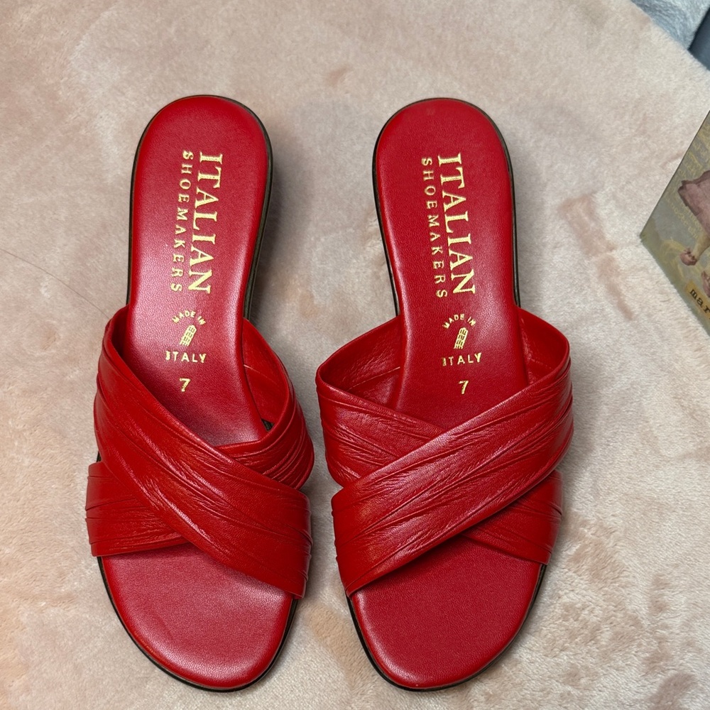 Italian Shoemakers Bold Red Sandals. Made in Italy